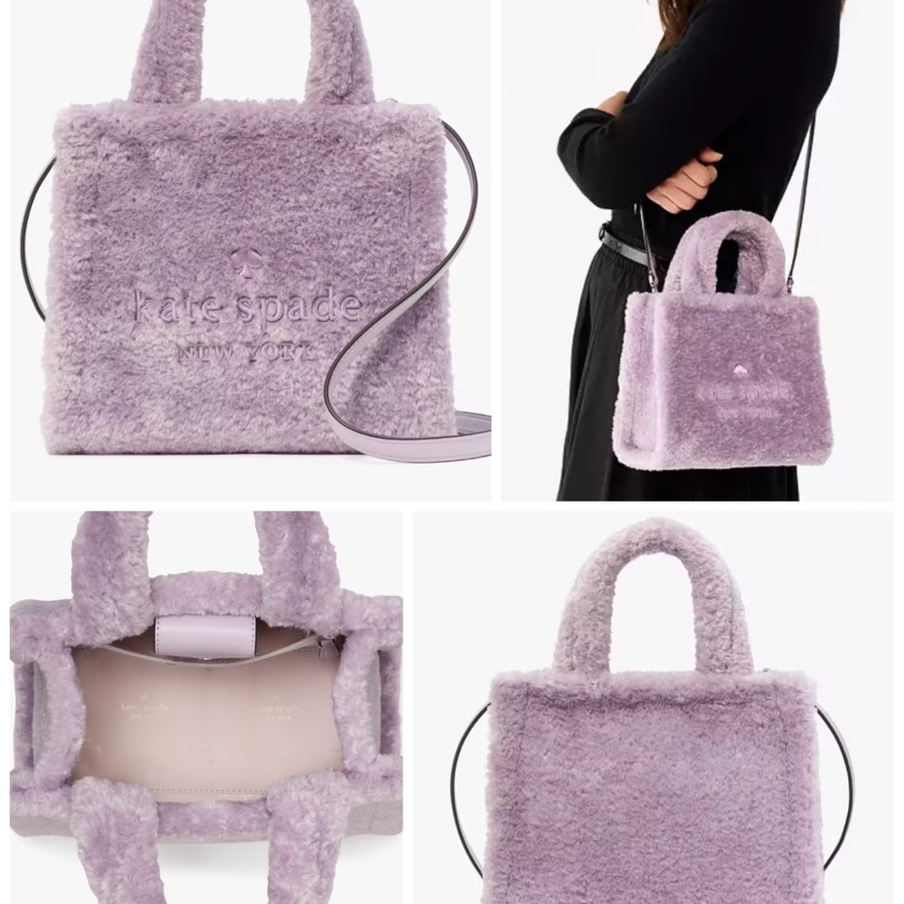 Kate Spade Purple Faux Fur Tote Bag